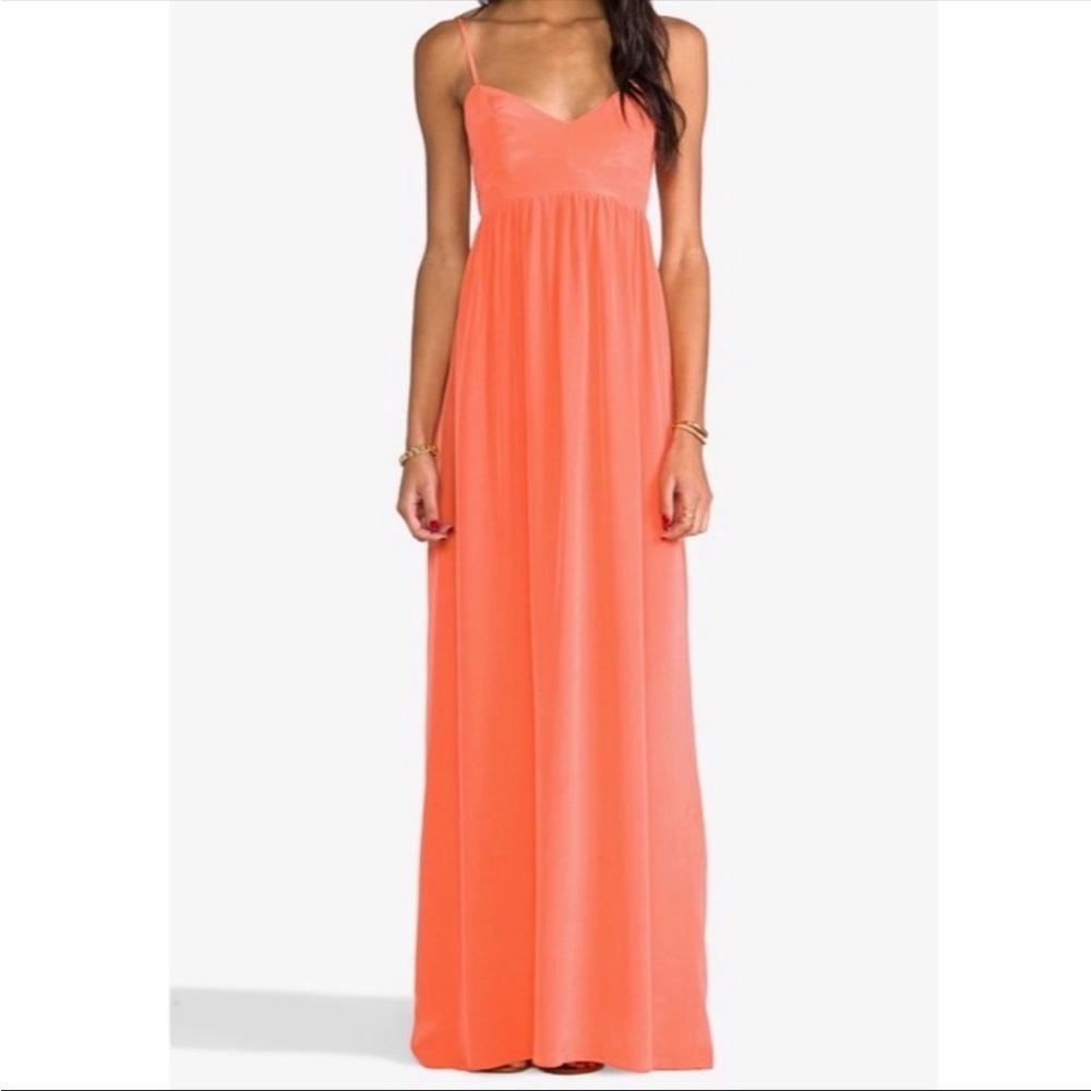 Amanda Uprichard Silk Coral Maxi Dress